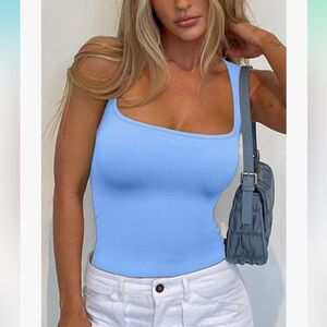 Meyeeka Women's Seamless Bodysuit -  Square Neck - Large